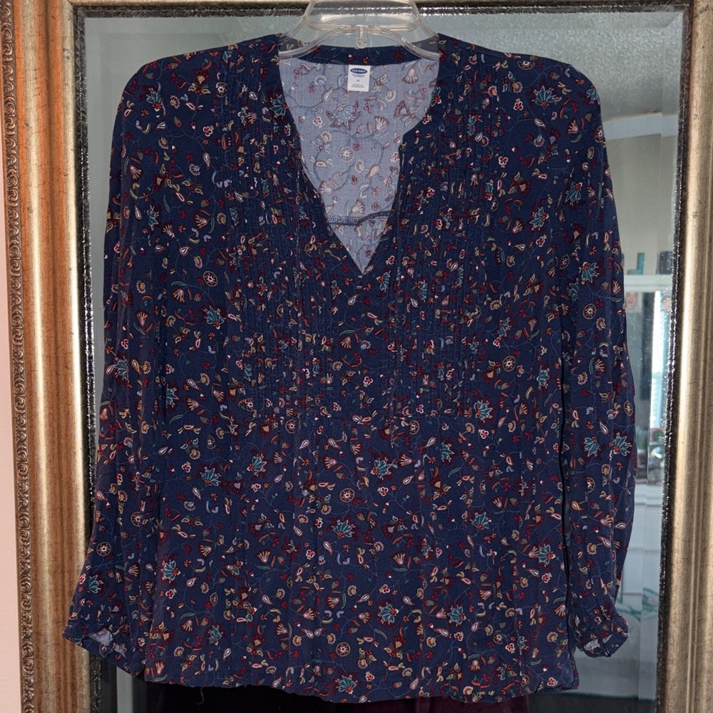 Old Navy Navy Floral Blouse